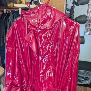 Women's Vintage Oversized Red Rain Coat M/L
